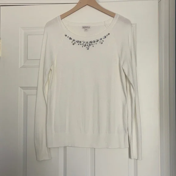 Merona Sweaters Target Merona Jeweled Ivory Sweater Poshmark